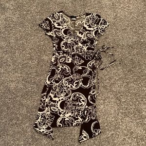 Floral Brown and White Dress